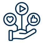 Hand holding social media symbols