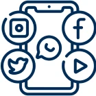 Smartphone with social media symbols