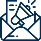 Email marketing icon with megaphone